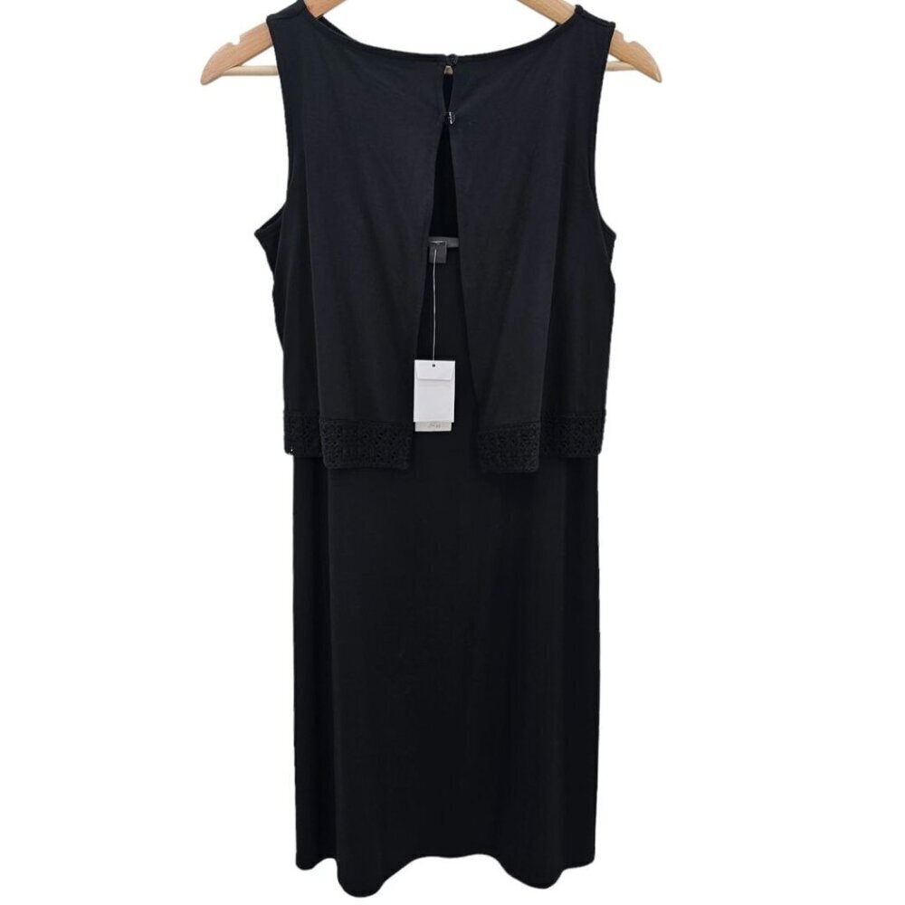 J. Jill Wearever Womens XS Black Sleeveless Crochet Trim Layered Tank Dress NWT - Picture 6 of 9